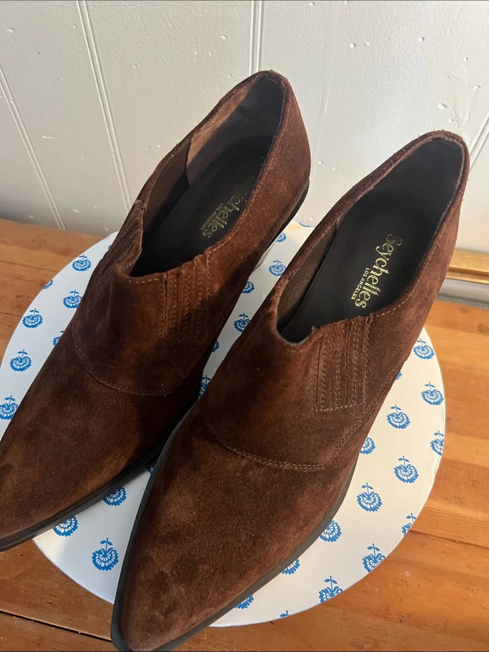 Seychelles Brown Suede Pointed Wedge Booties
